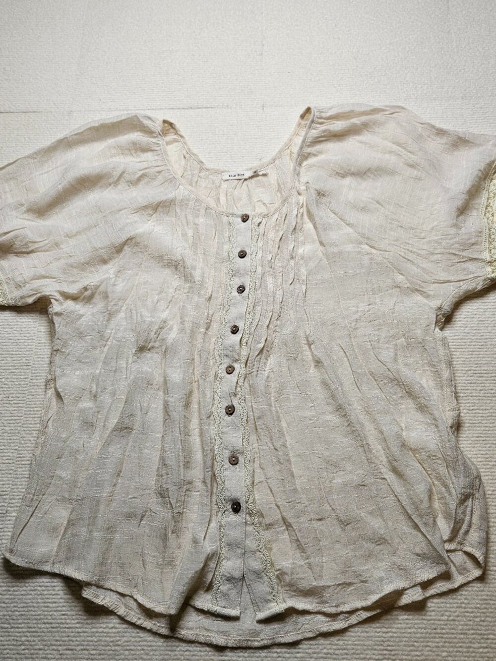 Blue Bird cream sheer blouse - size Medium